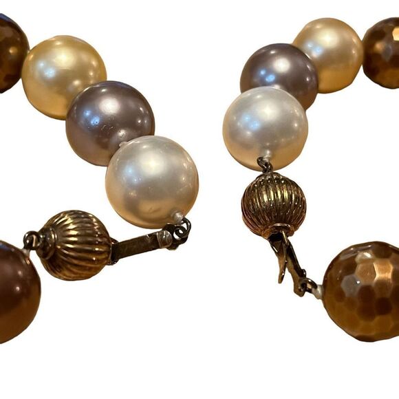 Multicolored Costume Freshwater Pearl Necklace Bracelet Set Clear Rhinestones - Picture 5 of 10